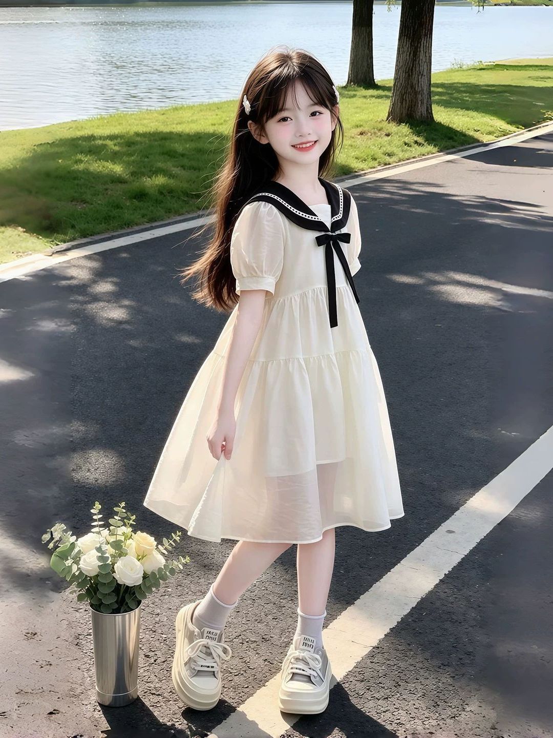 Summer Clothing Old Navy - فستان صيفي للفتيات بياقة بحرية على
