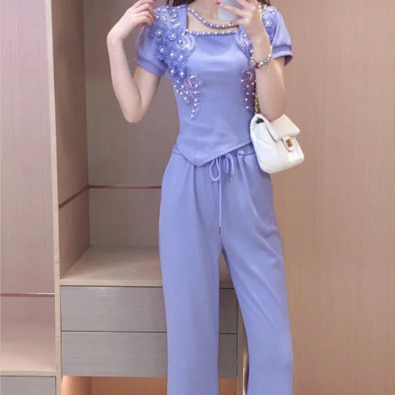 Summer Clothing Wholesale - واسعة الساق السيدات بنطلون الأرجواني سراويل