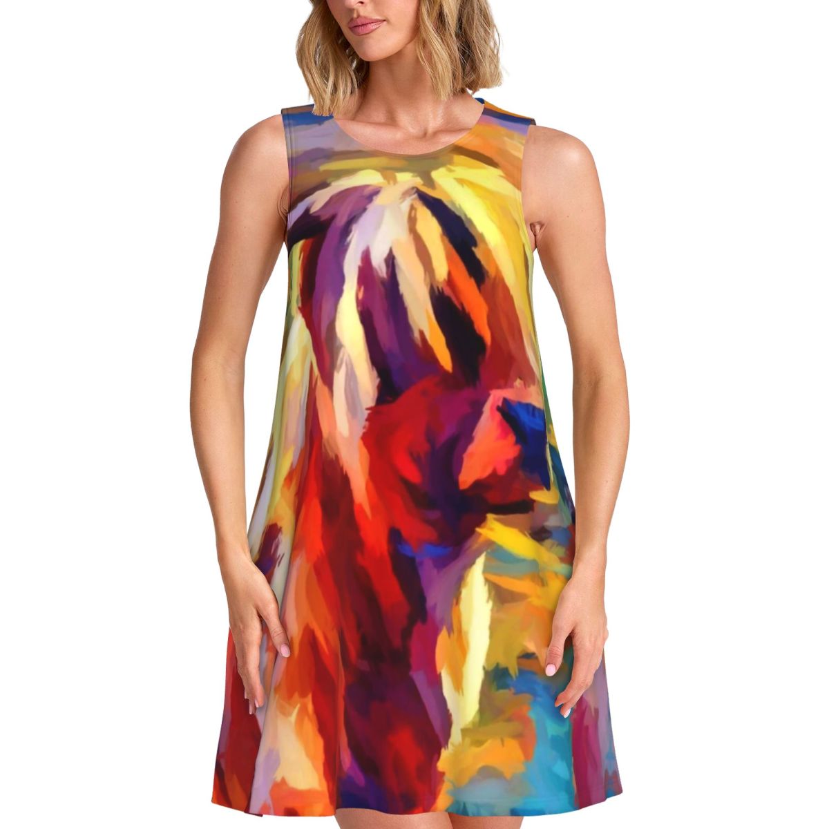 Summer Clothing Ideas For Women - فستان كاجوال بطبعة بقرة هايلاند، فستان