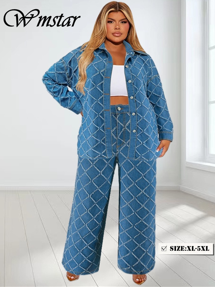 Summer Clothing Wholesale - Wmstar حجم كبير الدنيم قطعتين مجموعات