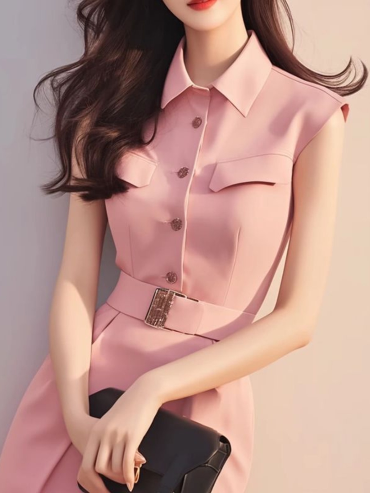 Summer Line Clothing Brand - فستان طويل أنيق باللون الوردي، تصميم