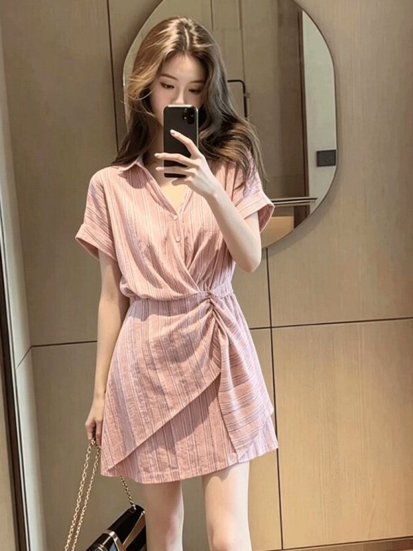 Summer Line Clothing Brand - فستان نسائي صيفي عصري بتصميم كوري