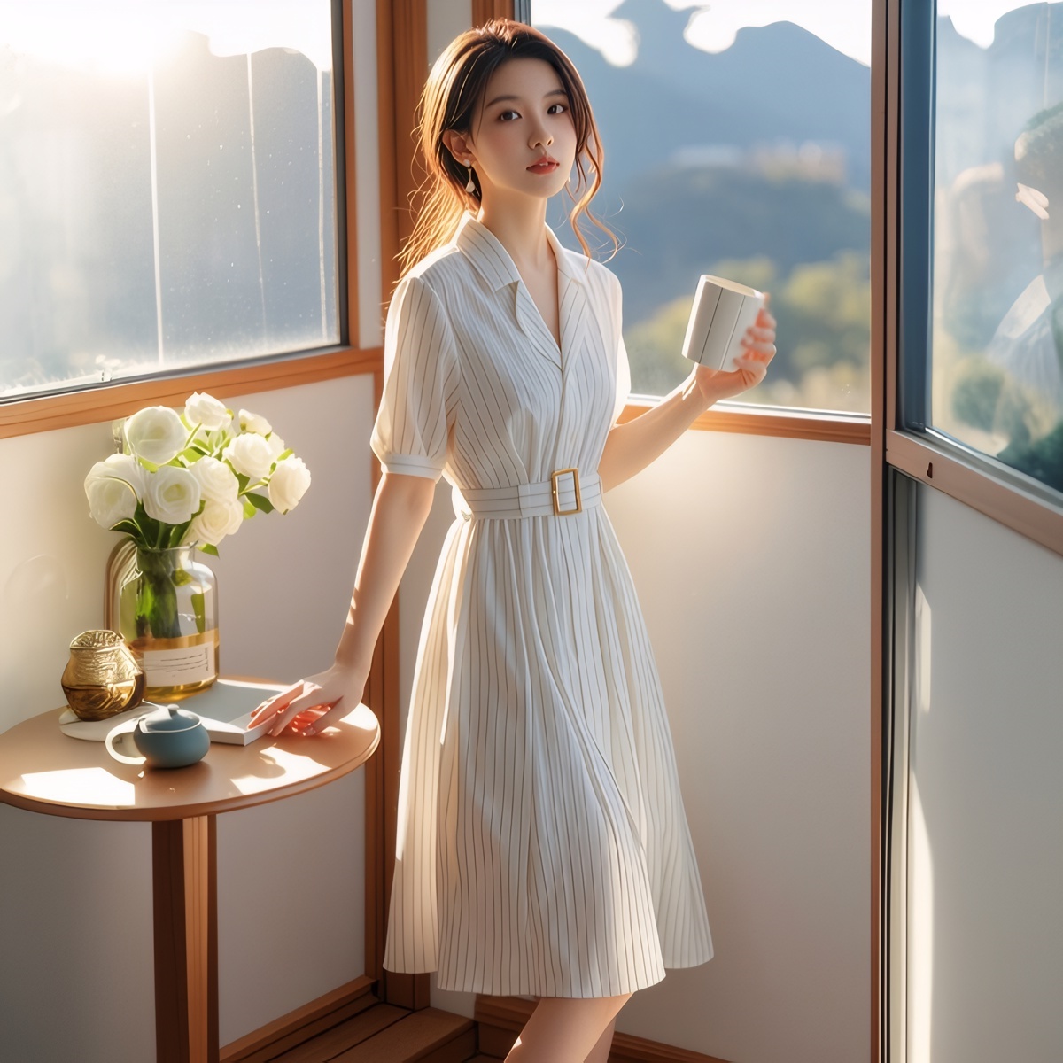 فستان مخطط بخصر مرتفع للتنحيف، - مراجعة Summer Line Clothing Brand وسعره