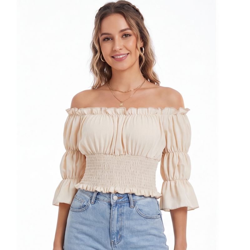 بلوزة نسائية على طراز عصر النه - مراجعة Off Shoulder Blouse وسعره